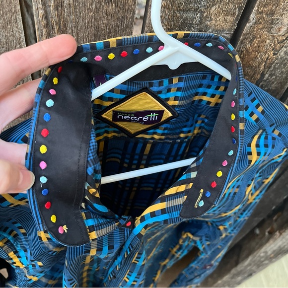 Franco Negretti Men’s Flip Cuff Button Down Plaid Shirt Sz L - Picture 5 of 13